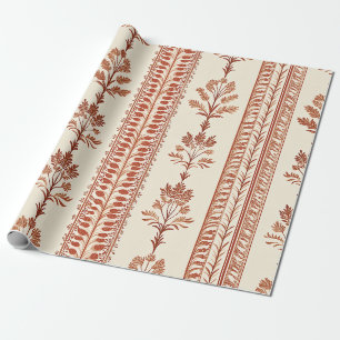 Papel De Presente Toile de Jouy Floral Listra Vintage - Terracota 5