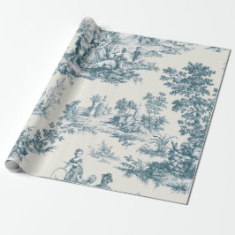 Papel De Presente Toile de jouy, francês, sage, com dissociação verd