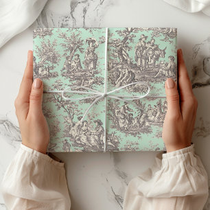 Papel De Presente Tóile de jouy preto da horta-preta Elegante