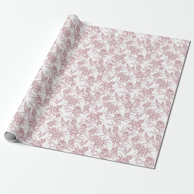 Papel De Presente Toile de Jouy Vermelha (Desenrolado)