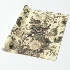 Papel De Presente Toile Floral Amarelo Amarelo Vintage