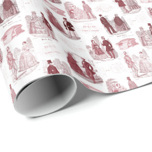 Papel De Presente Toile vermelho e branco do vintage da forma de