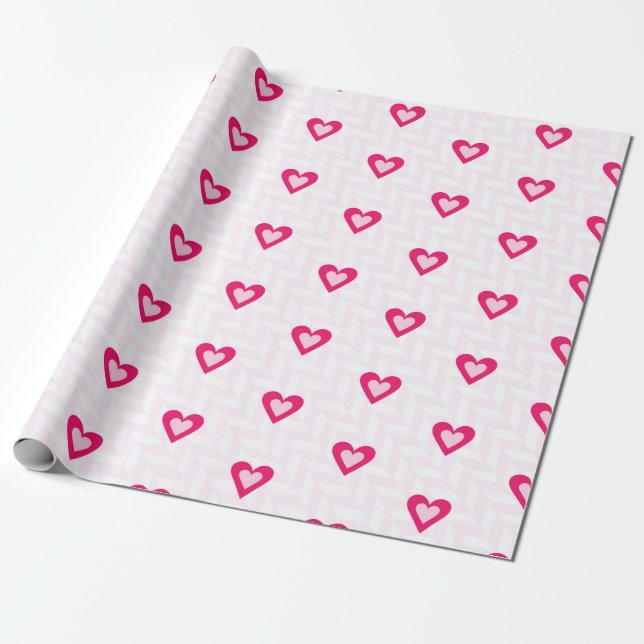 PAPEL DE PRESENTE TOM DE CORAÇÃO DIA DOS NAMORADOS ROSA (Desenrolado)