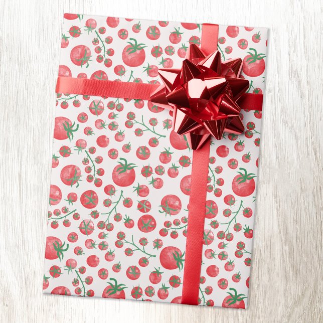 Papel De Presente Tomate Watercolor (Fun tomato watercolor gift wrapping paper roll)