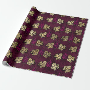 Papel De Presente Tonalidade ameixa bordô e vinho dourado