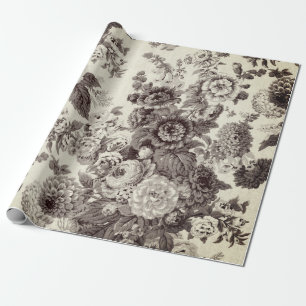 Papel De Presente Tone Castanho Antiquado Tone Vintage Toile Floral