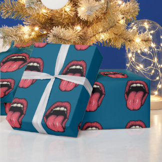 PAPEL DE PRESENTE TONGUE LIPS FUNNY WRAPPING PAPER