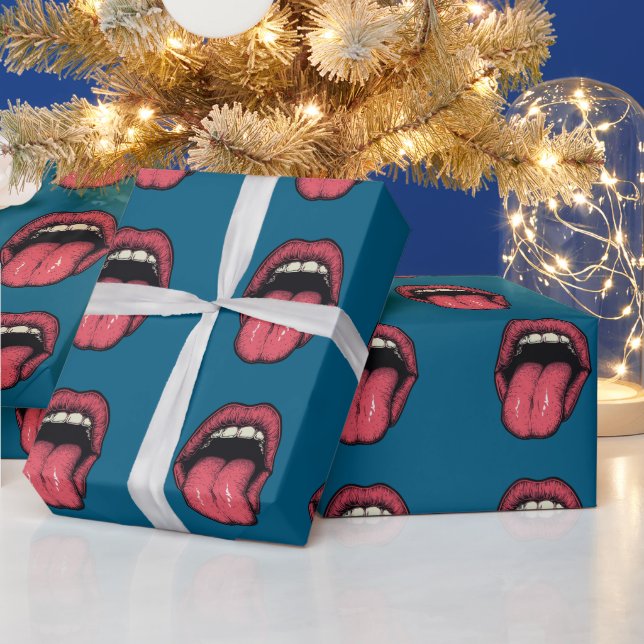 PAPEL DE PRESENTE TONGUE LIPS FUNNY WRAPPING PAPER (Feriados)