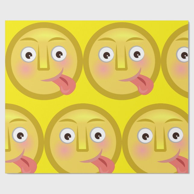 Papel De Presente Tongue Out Emoji Funny Goofy Face (Aberto)