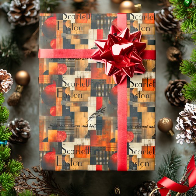 Papel De Presente Tons Geométricos Modernos Personalizados, Pretos e (Criador carregado)