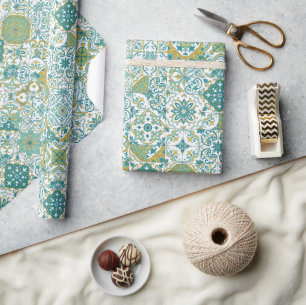 Papel De Presente tons mediterrâneos/ azulejos