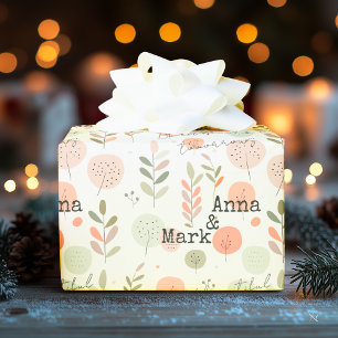 Papel De Presente Tons pastel de rosa e verde e motivos modernos 