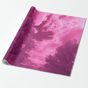 Papel De Presente Tons Profundos Rosa Infravermelho Nuvem