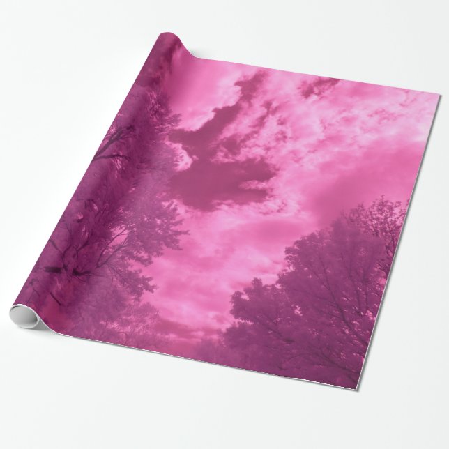 Papel De Presente Tons Rosa Infravermelho Nuvem (Desenrolado)