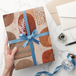 Papel De Presente Tons Terrosos Boho Padrão Abstrato Terracota