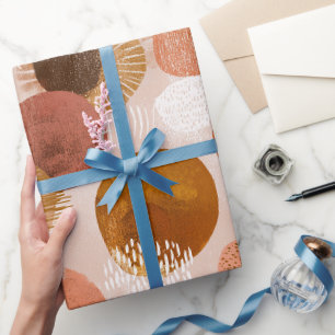 Papel De Presente Tons Terrosos Boho Padrão Abstrato Terracota
