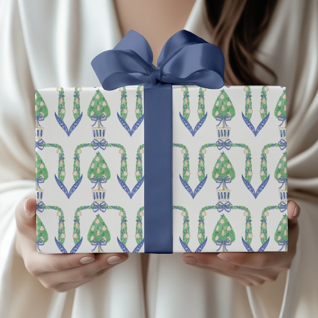 Papel De Presente Topiaria de Ostras Costeiras em Aquarela (Criador carregado)