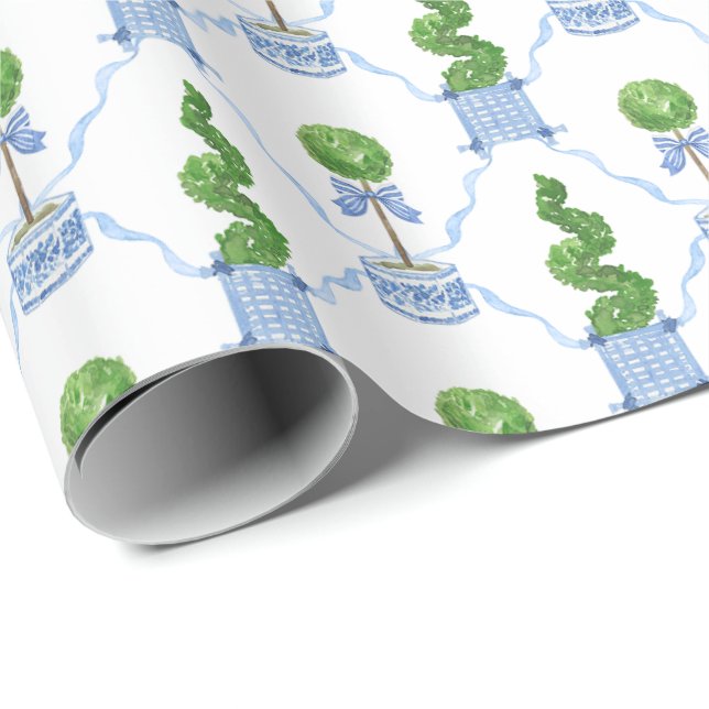 Papel De Presente Topiária em Aquarela Chinesa (Ponta do rolo)