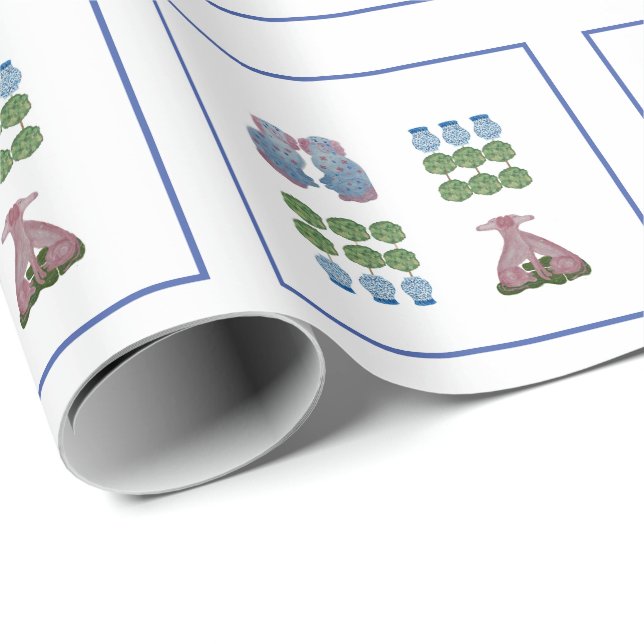 Papel De Presente Topiary Staffordshire Dogs Ginger Jar (Ponta do rolo)