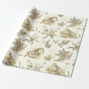 Papel De Presente Tópico Elegante clássico Safari Lion Toile