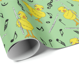 Papel De Presente Topo das Notas de Música Flute Pintinho