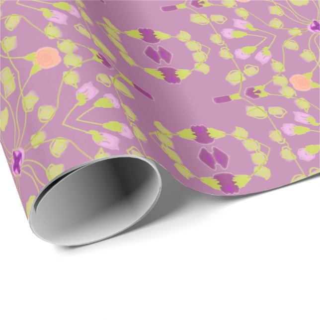 Papel De Presente Toque de Verde limão e Roxo (Ponta do rolo)