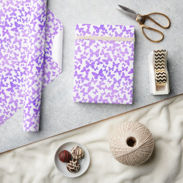 Papel De Presente Toques de borboleta (Lavanda) (Artesanato)
