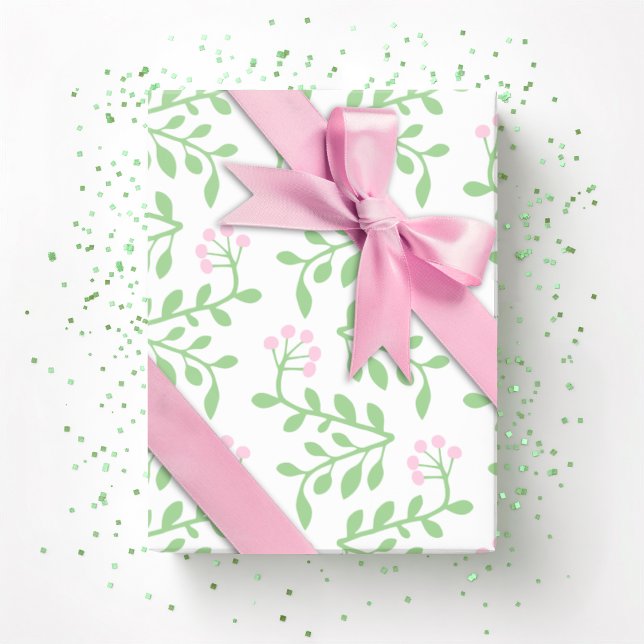 Papel De Presente Torção de Frutas em Rosa e Verde (Criador carregado)