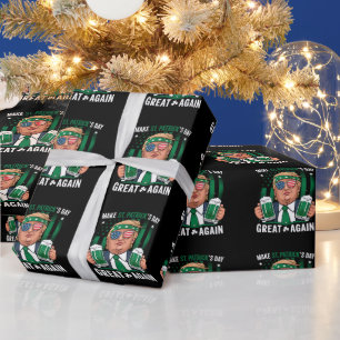 Papel De Presente Torne o Dia de São Patrício Grande Novamente Irlan