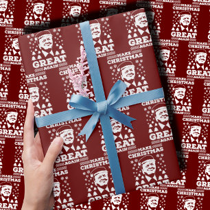 Papel De Presente Torne o Excelente de Natal novamente vermelho