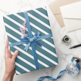 Papel De Presente Torne Seu Presente Elegante em Azul Turquesa e Bra