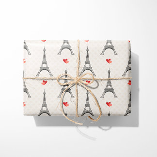 Papel De Presente Torre e Corações Eiffel