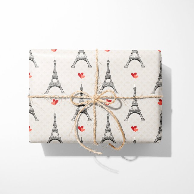 Papel De Presente Torre e Corações Eiffel (Criador carregado)