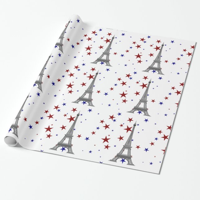 Papel De Presente Torre Eiffel com estrelas (Desenrolado)