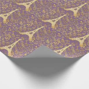 Papel De Presente Torre Eiffel Dourada Bling