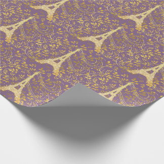 Papel De Presente Torre Eiffel Dourada Bling