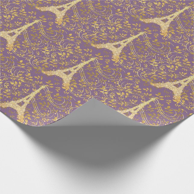 Papel De Presente Torre Eiffel Dourada Bling (Ponta)