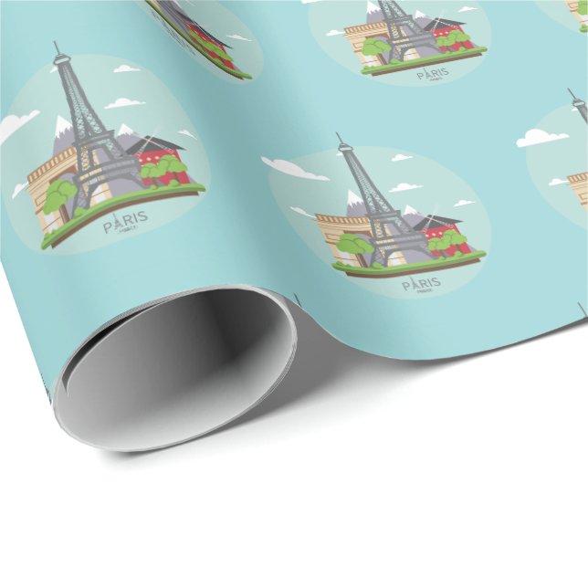 Papel De Presente Torre Eiffel Francesa Paris França  (Ponta do rolo)