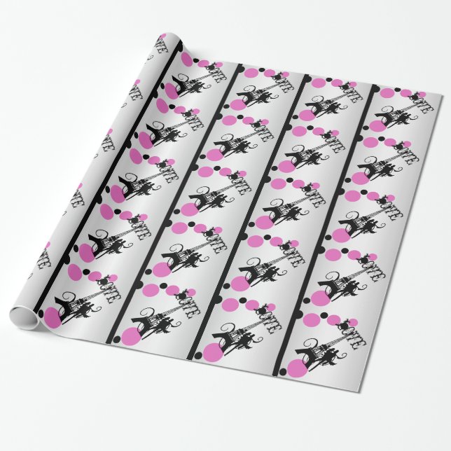 Papel De Presente Torre Eiffel Paris romântica (Desenrolado)