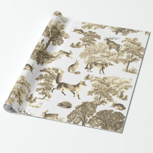 Papel De Presente Torre Elegante Madeira Beige Fox Rabbit