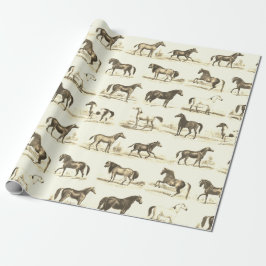 Papel De Presente Torre Elegante Rustic Beige Horse Breed Toile
