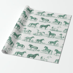 Papel De Presente Torre Elegante Vintage Rustic Green Horse Break