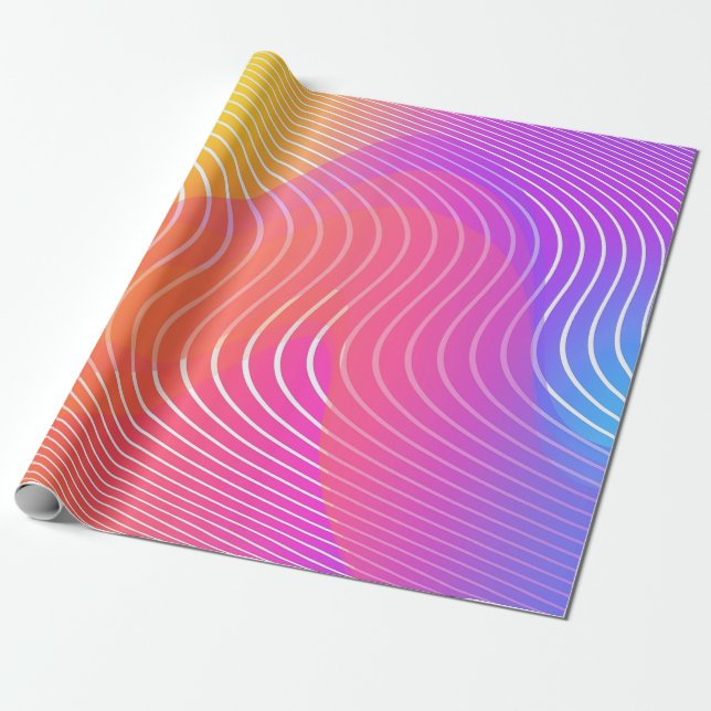Papel De Presente Torres de Ondas Geométricas Neon Abstrato Colorida (Desenrolado)