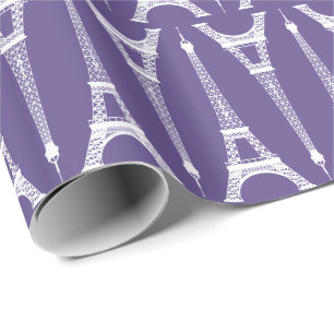 Papel De Presente Torres Eiffel Brancas de Seis Polegadas / Roxo Ult
