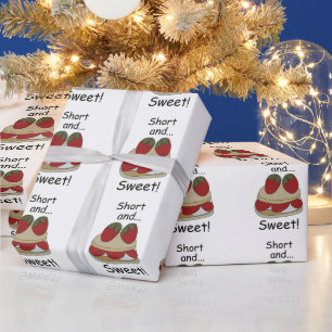 Papel De Presente Torta de Morango Citação Divertida Curta e Doce