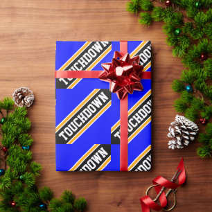 Papel De Presente TOUCHDOWN Azul Real Preta Listras de Futebol