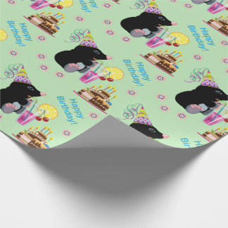 Papel De Presente toupeira de animação. Feliz aniversário!