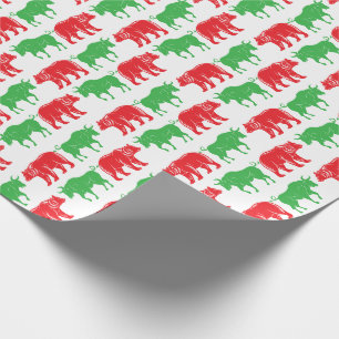 Papel De Presente Touro Verde & Urso Vermelho, cor de fundo DIY, Bra