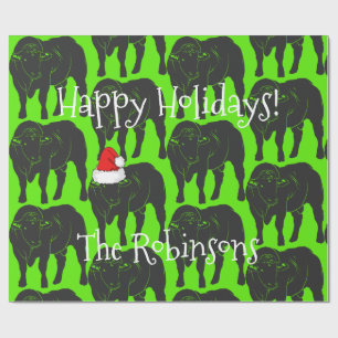 Papel De Presente Touros pretos de Angus & Natal vermelho do chapéu