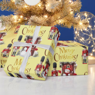 Papel De Presente Toy British Soldier Bearskin hat e Snowman